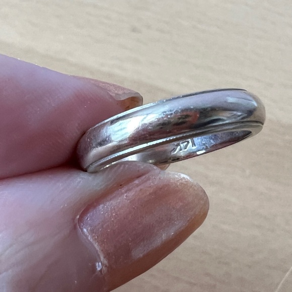 VINTAGE 14K WHITE GOLD BAND RING WEDDING ANNIVERSARY STACKING THICK SLEEK DESIGN